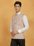 Vastramay Men's Beige Cotton Nehru Jacket